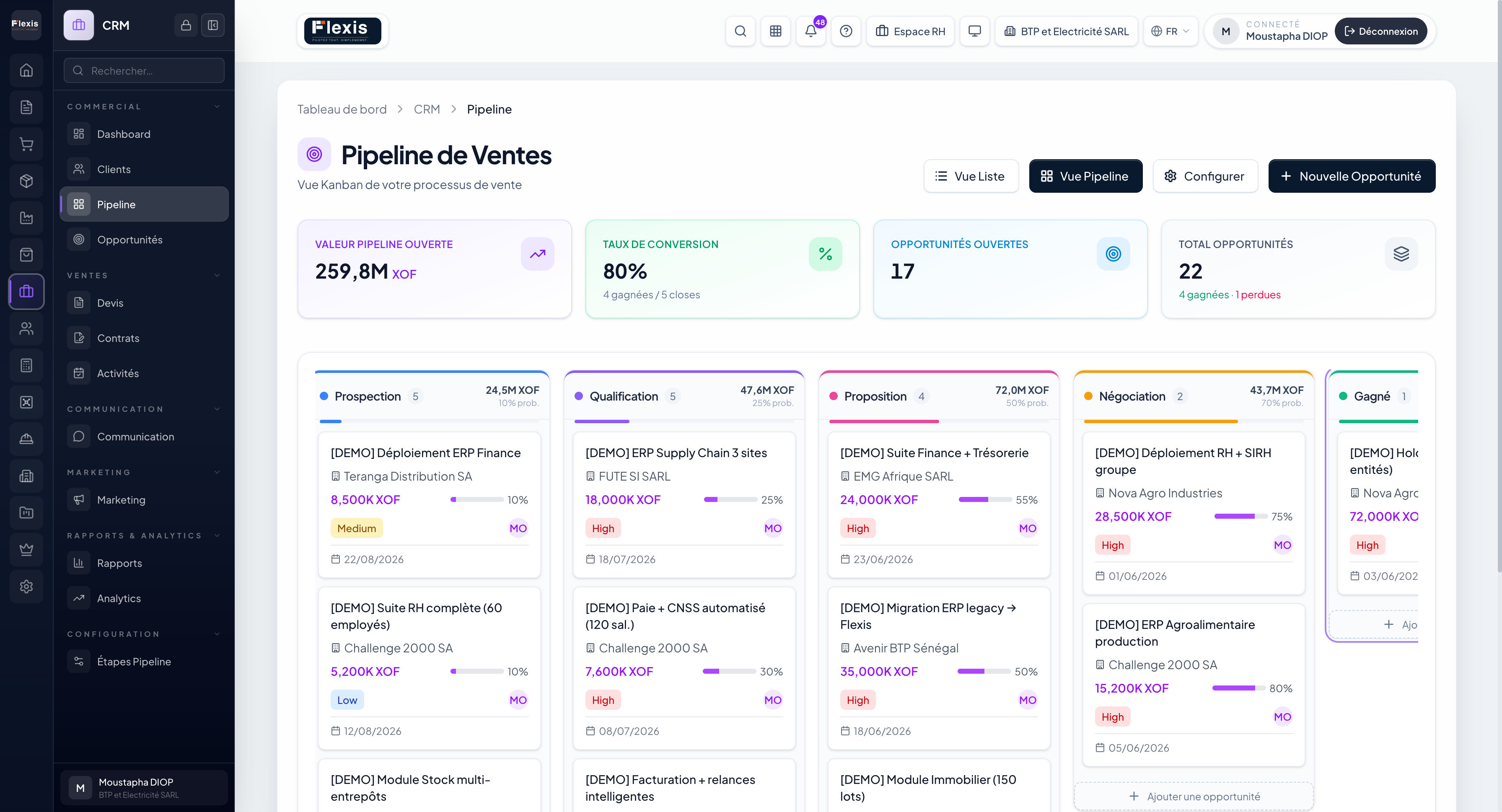 CRM & Ventes — Flexis ERP